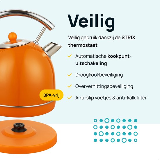 MOA Retro Waterkoker - Oranje - EK4TO