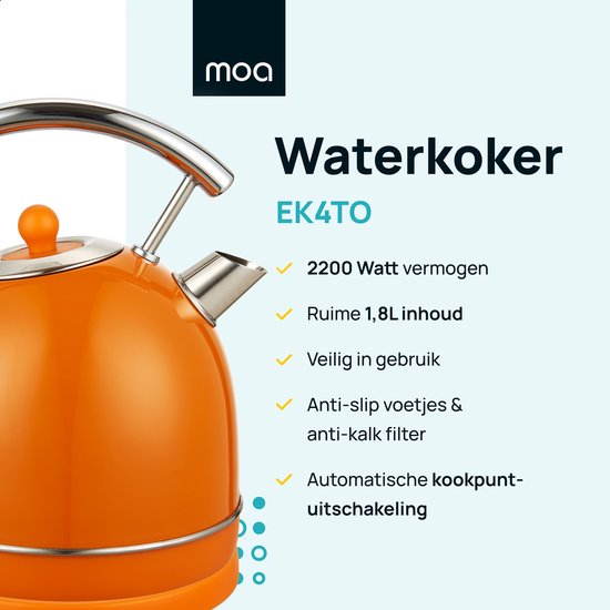 MOA Retro Waterkoker - Oranje - EK4TO