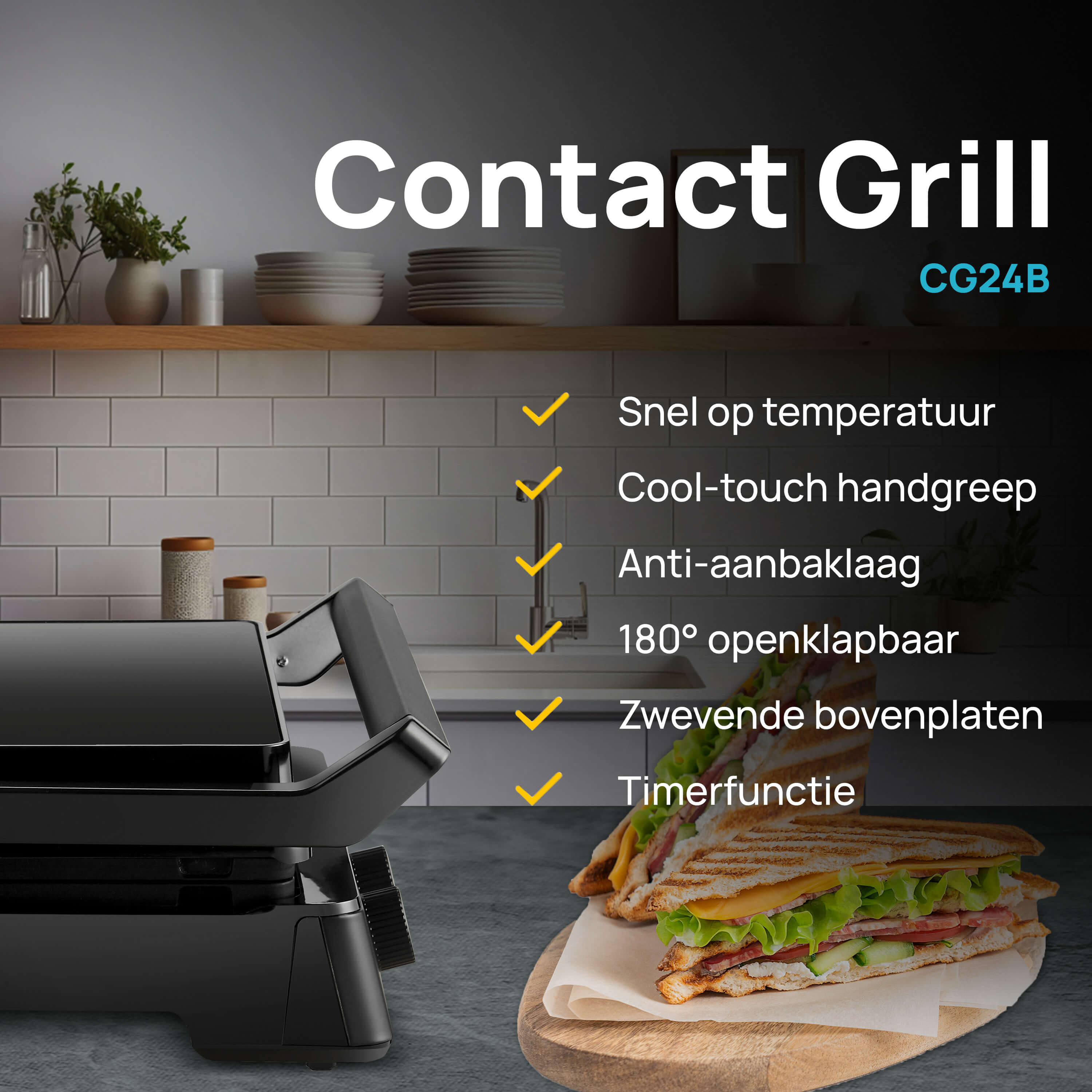 MOA Contactgrill - Zwart - CG24B