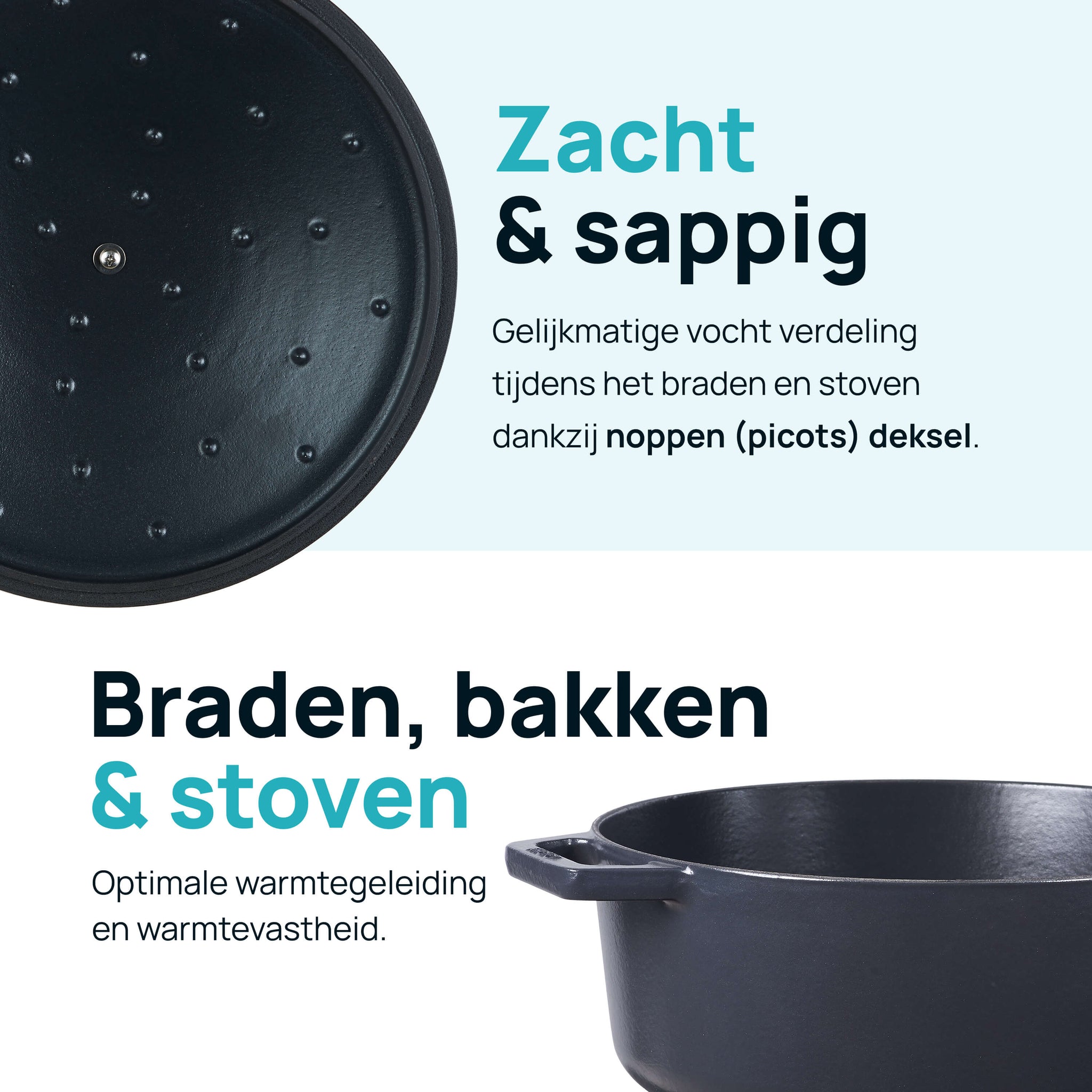 MOA Gietijzeren Braadpan - 30 cm - Zwart - C30B