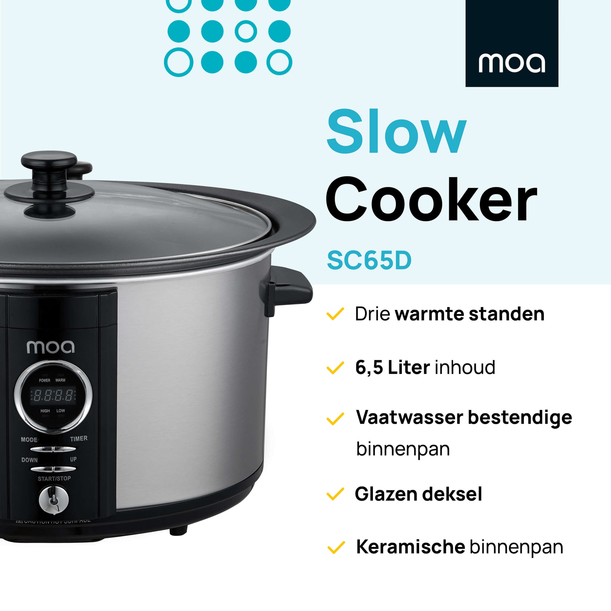 MOA Digitale Slowcooker - Zilverkleurig - SC65D