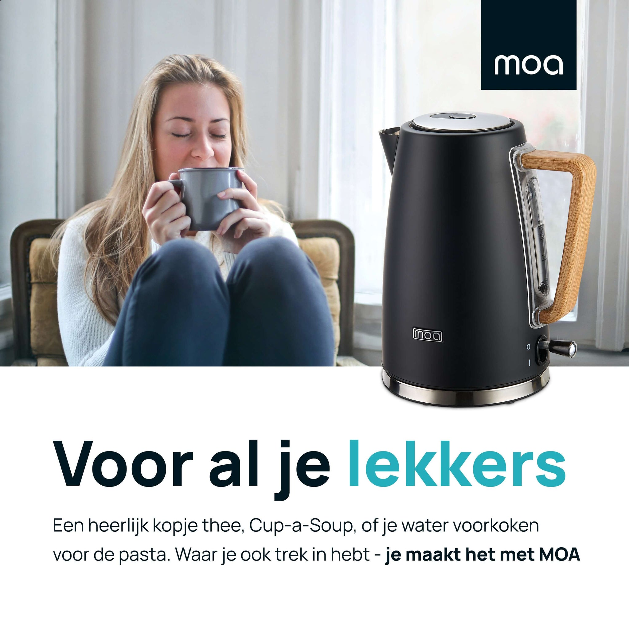 MOA Moderne Waterkoker - Zwart - EK1BN