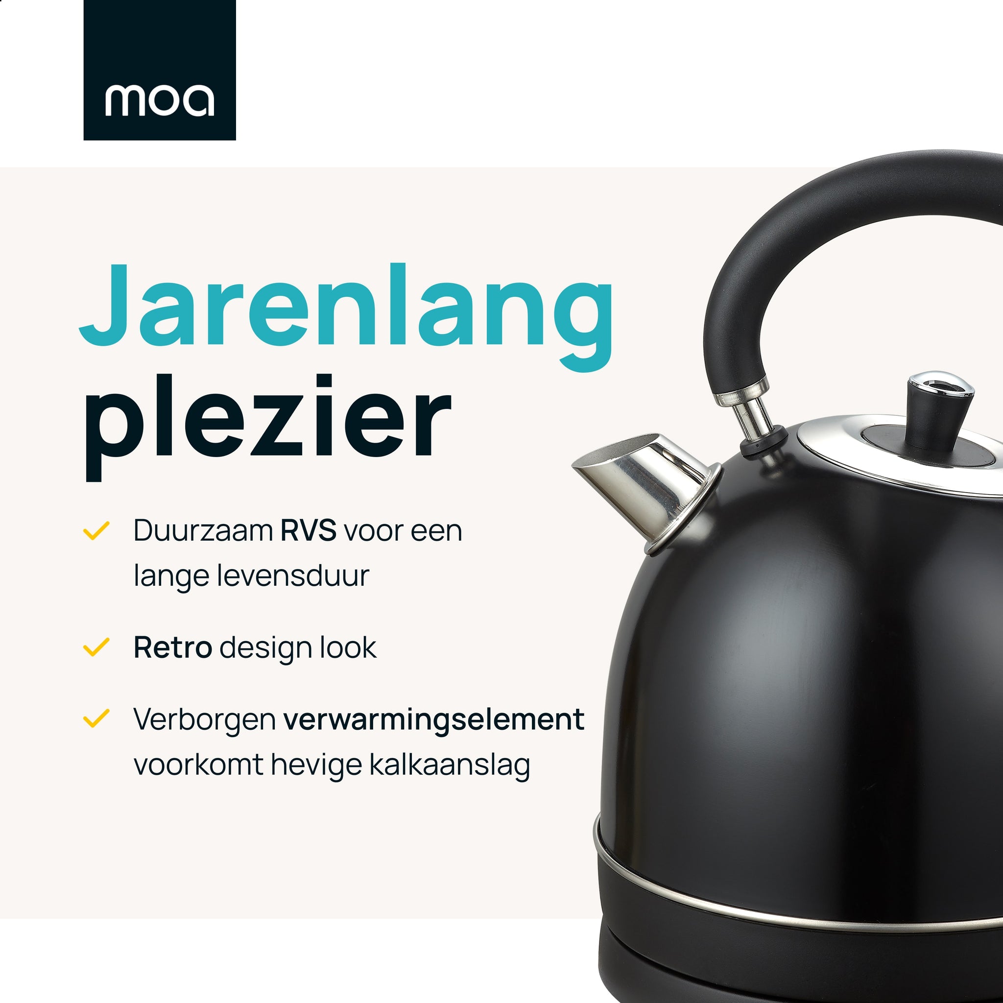 MOA Retro Waterkoker - Zwart - EK3TB