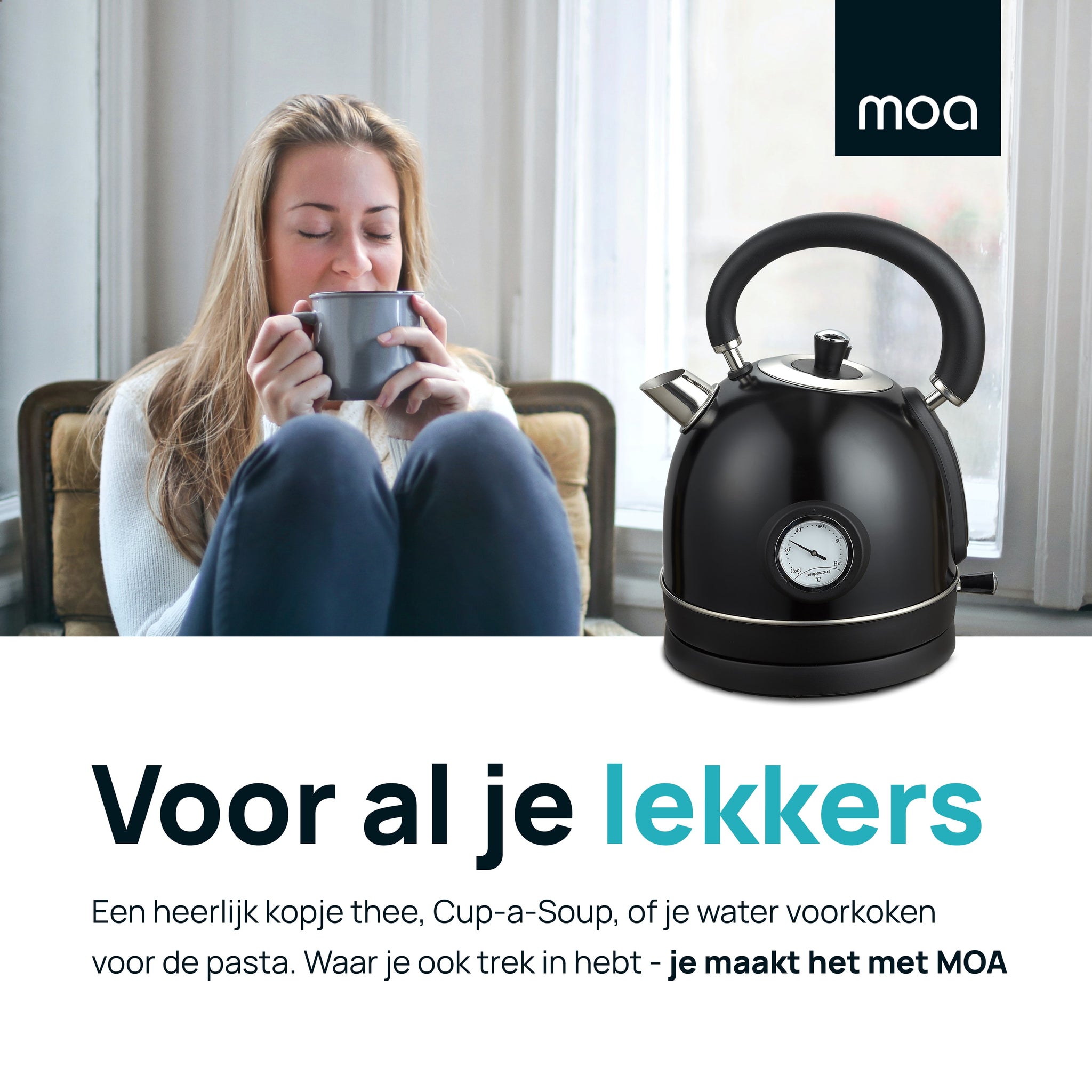 MOA Retro Waterkoker - Zwart - EK3TB