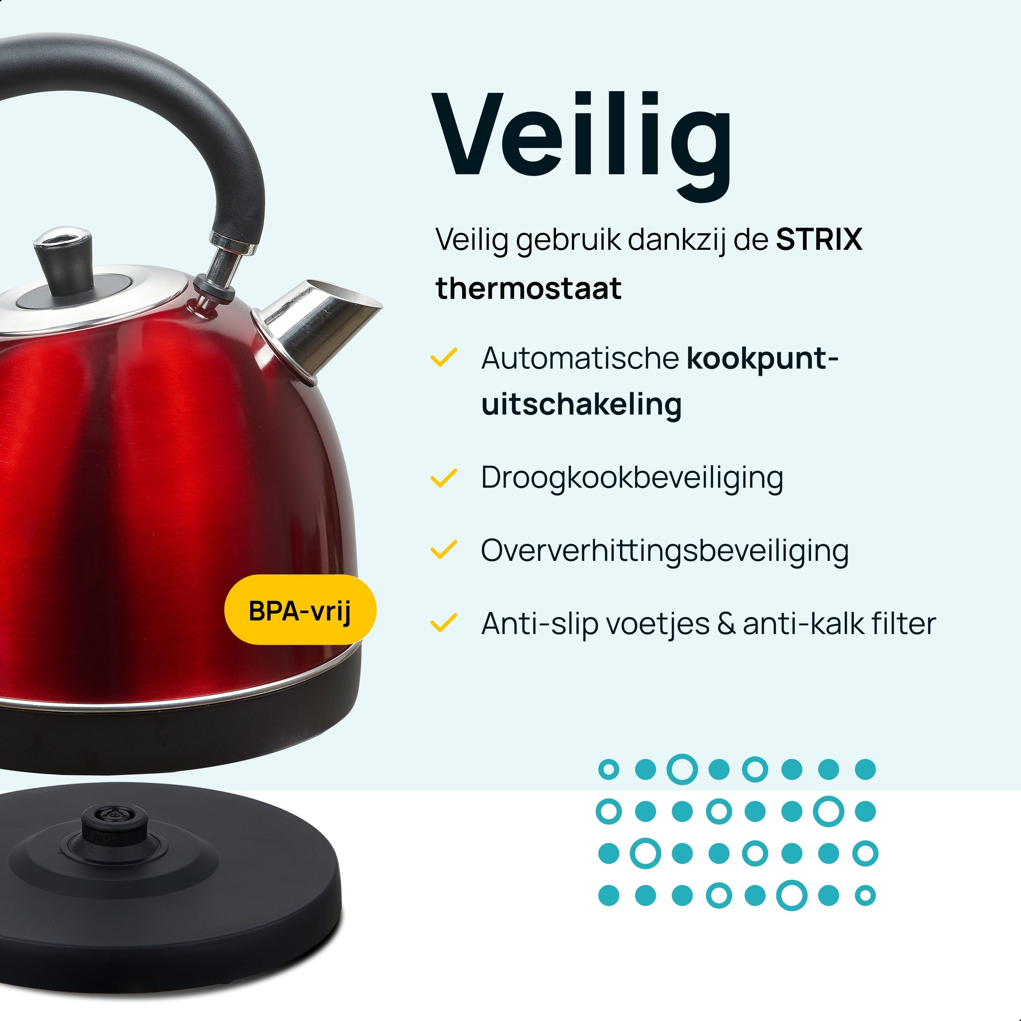 MOA Retro Waterkoker - Rood - EK3TR