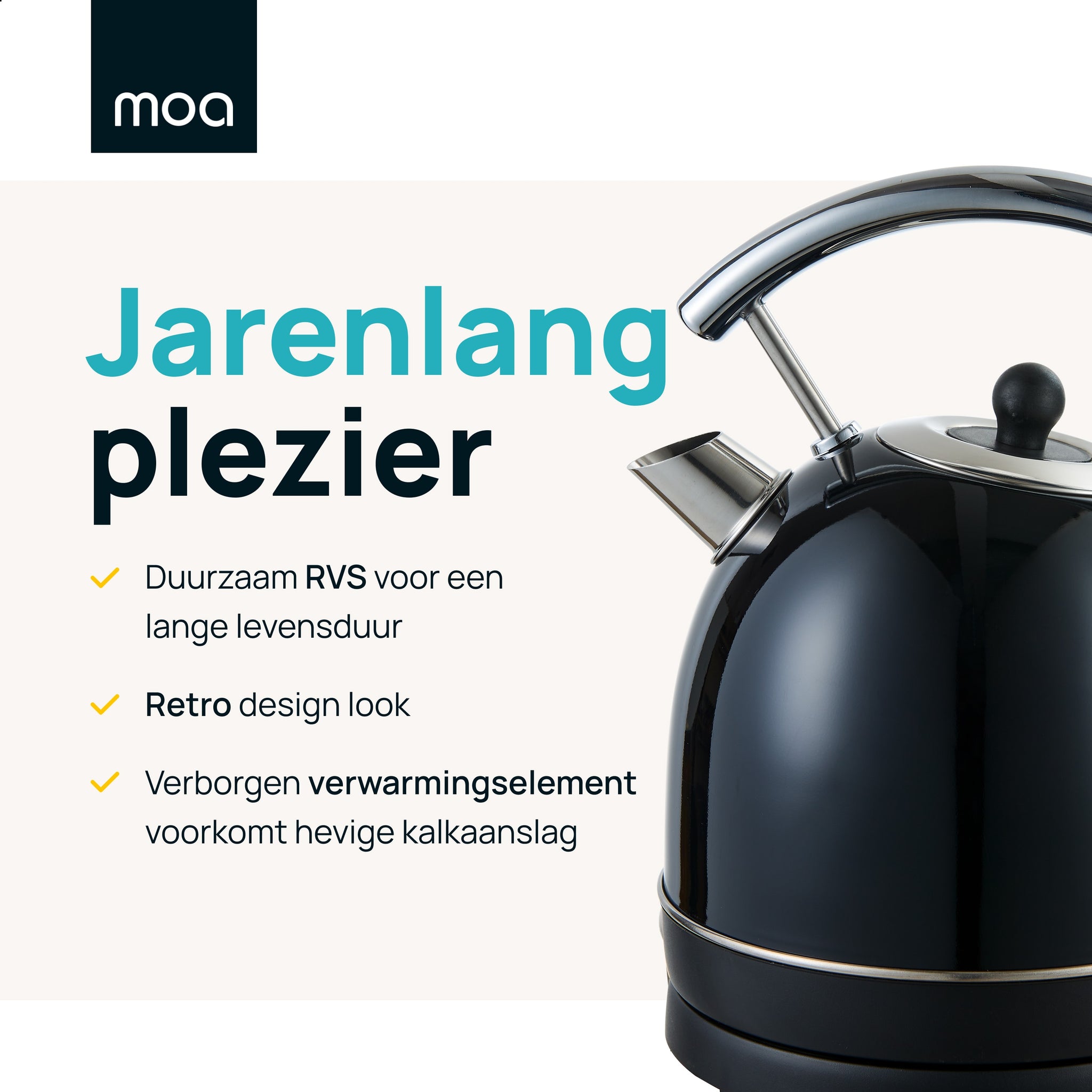 MOA Retro Waterkoker - Zwart - EK4TB