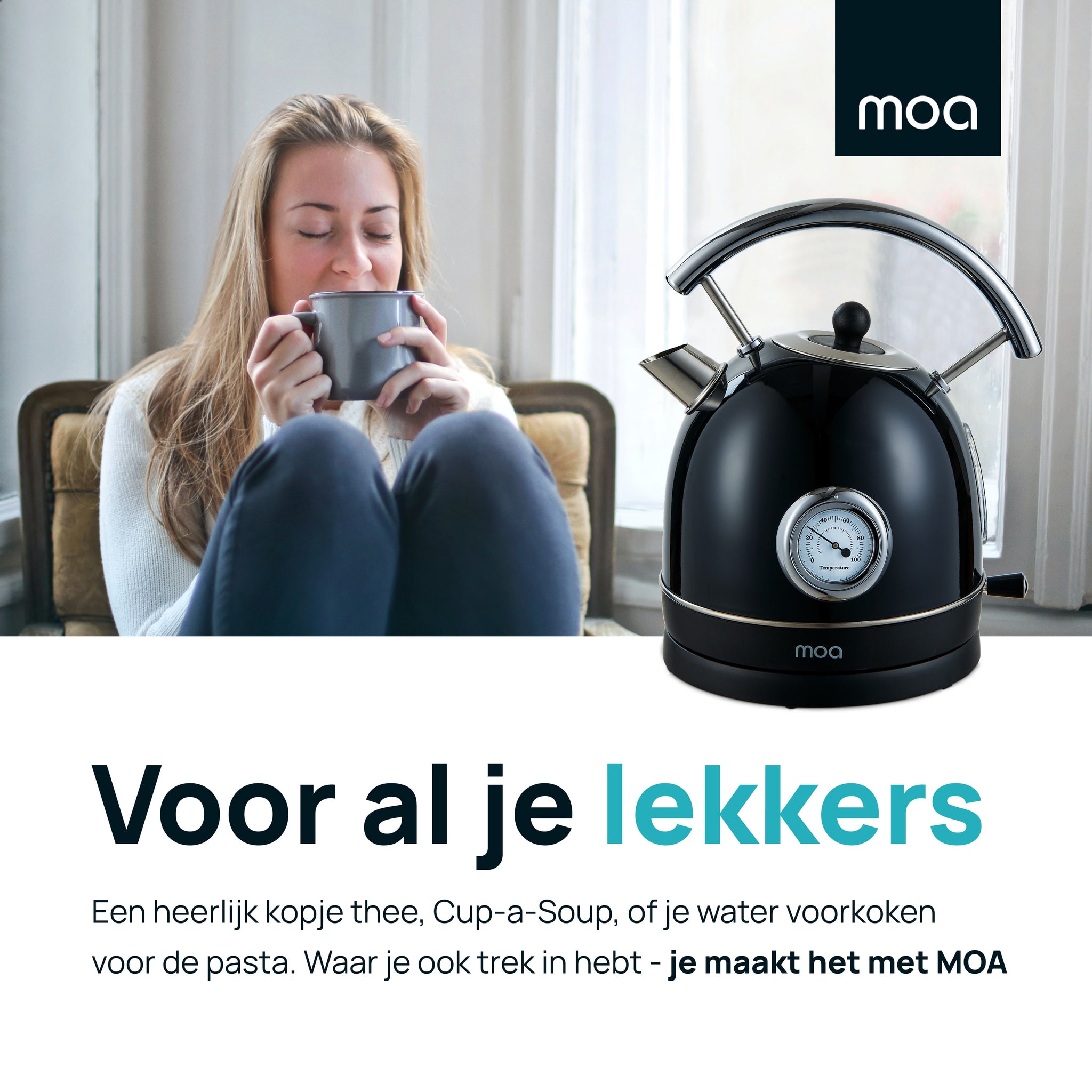 MOA Retro Waterkoker - Zwart - EK4TB