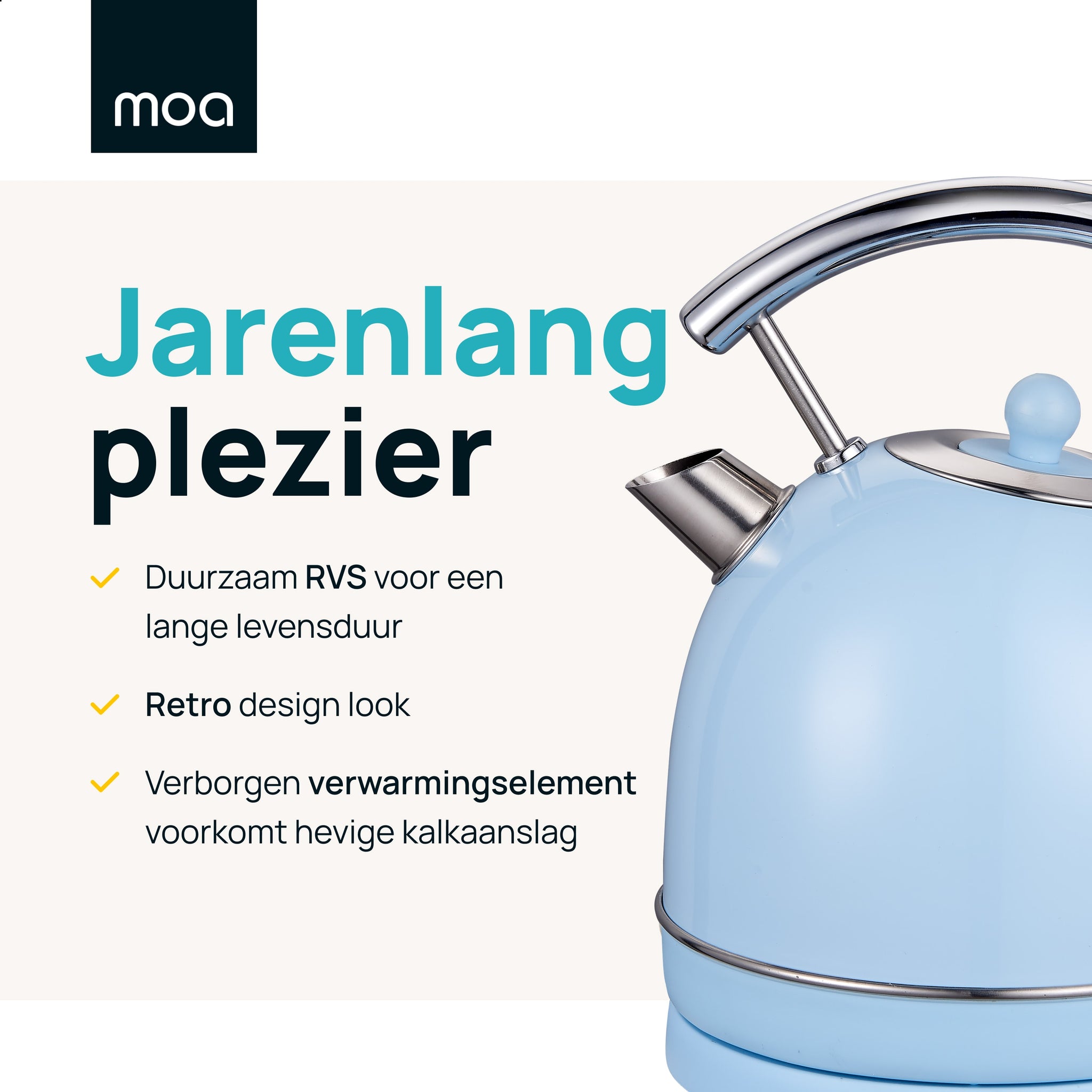 MOA Retro Waterkoker - Blauw - EK4TBL