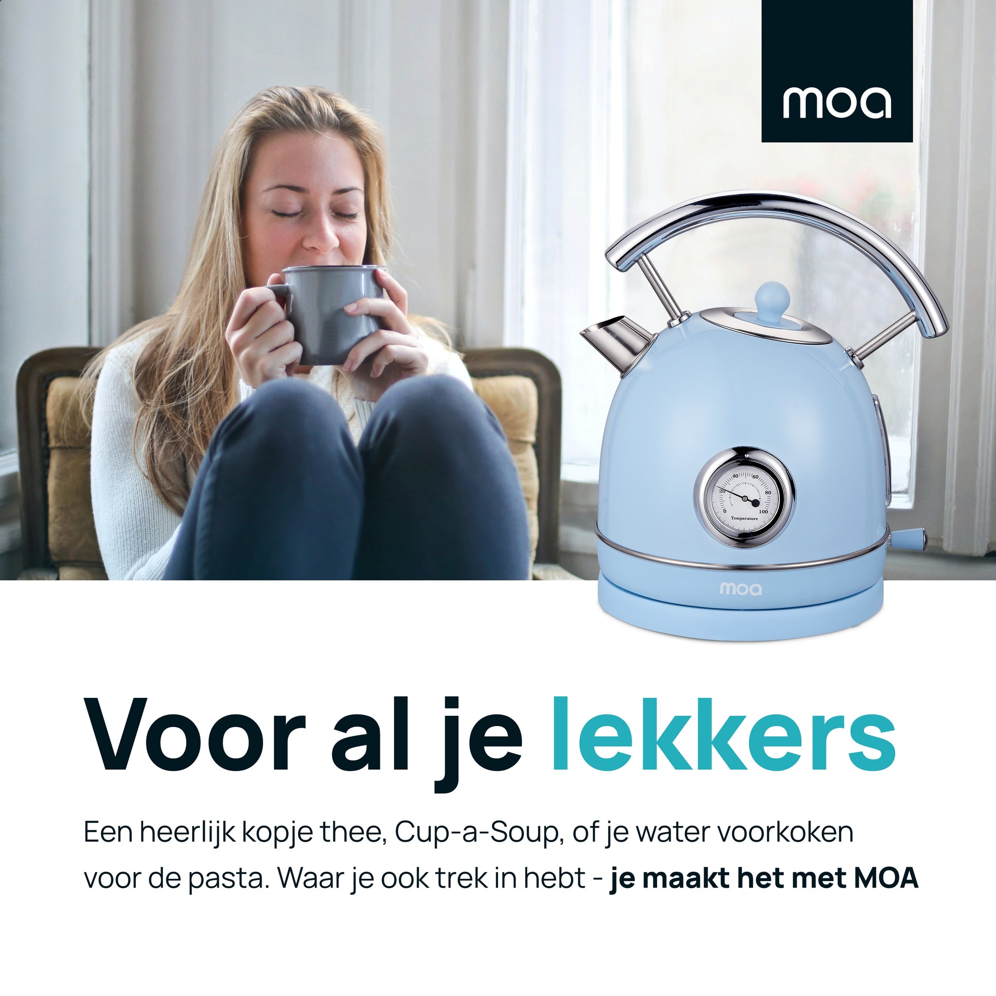 MOA Retro Waterkoker - Blauw - EK4TBL