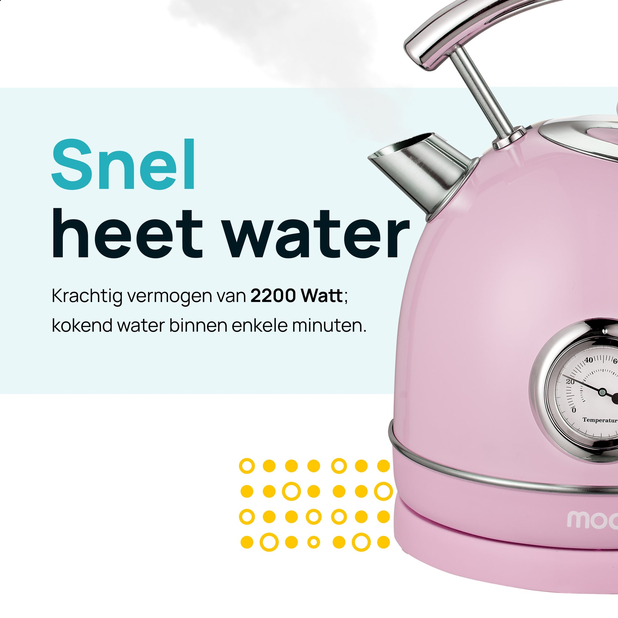 MOA Retro Waterkoker - Roze - EK4TP