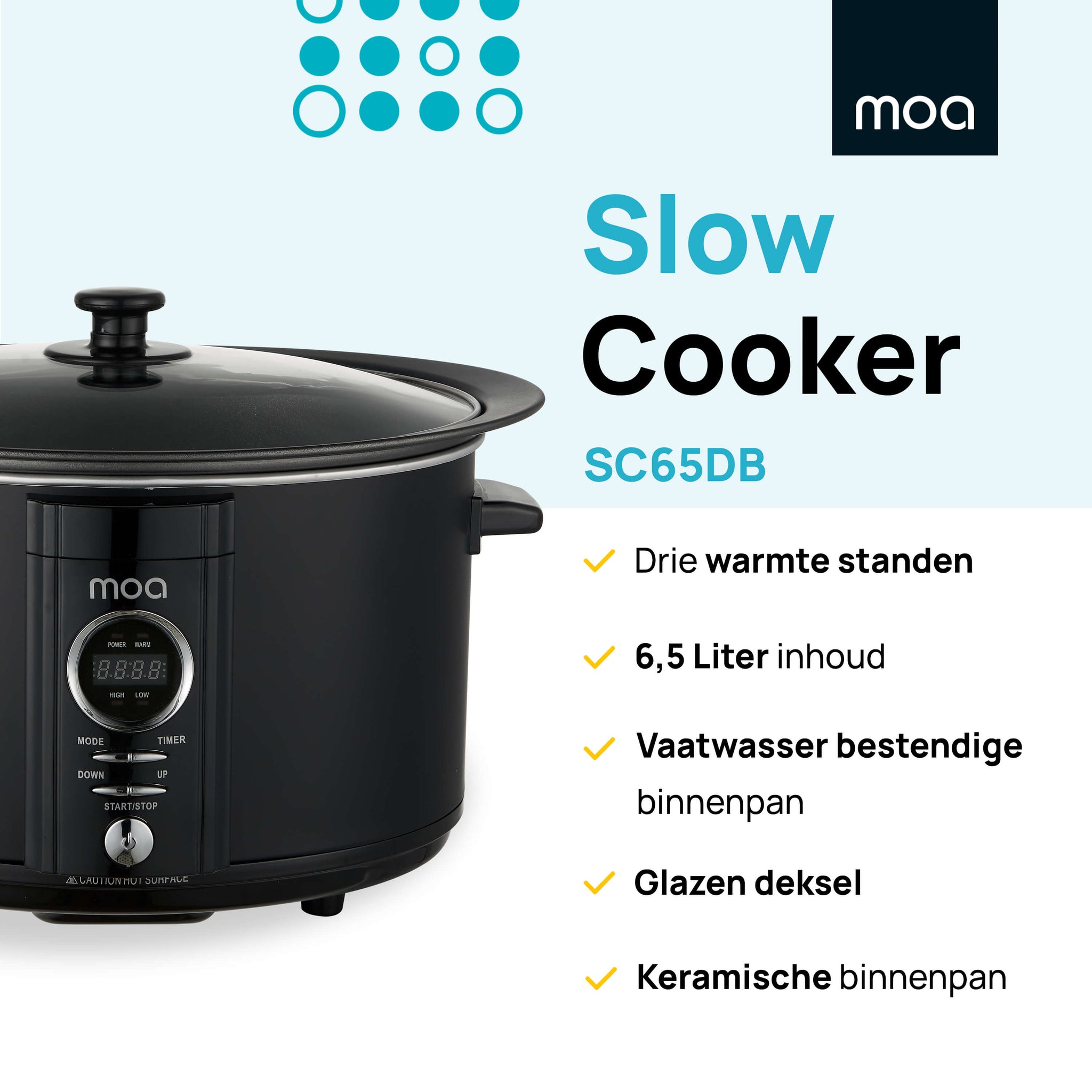 MOA Digitale Slowcooker - Zwart - SC65DB