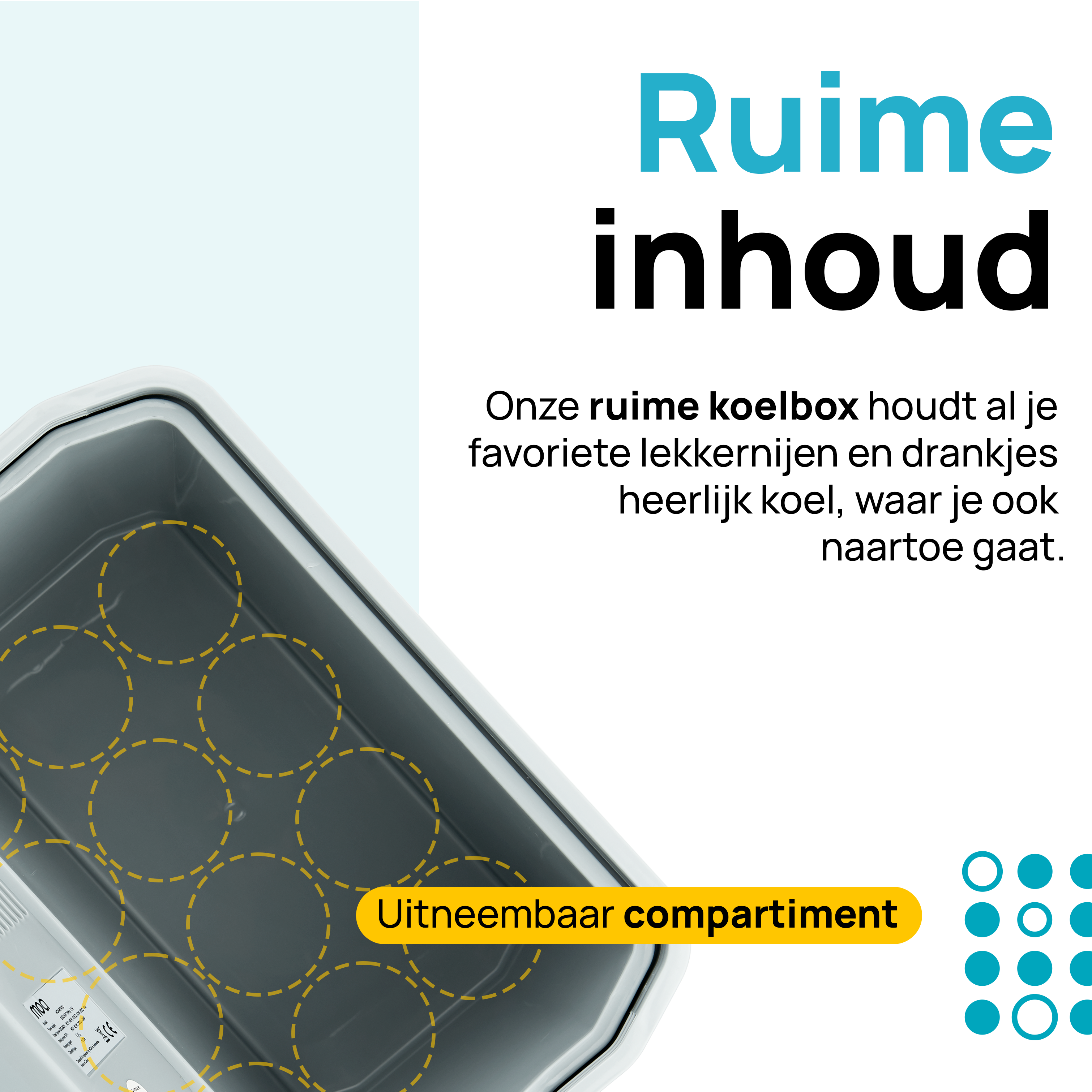 koelbox, uitneembaar compartiment, inbouw, grijs, patroon stippen