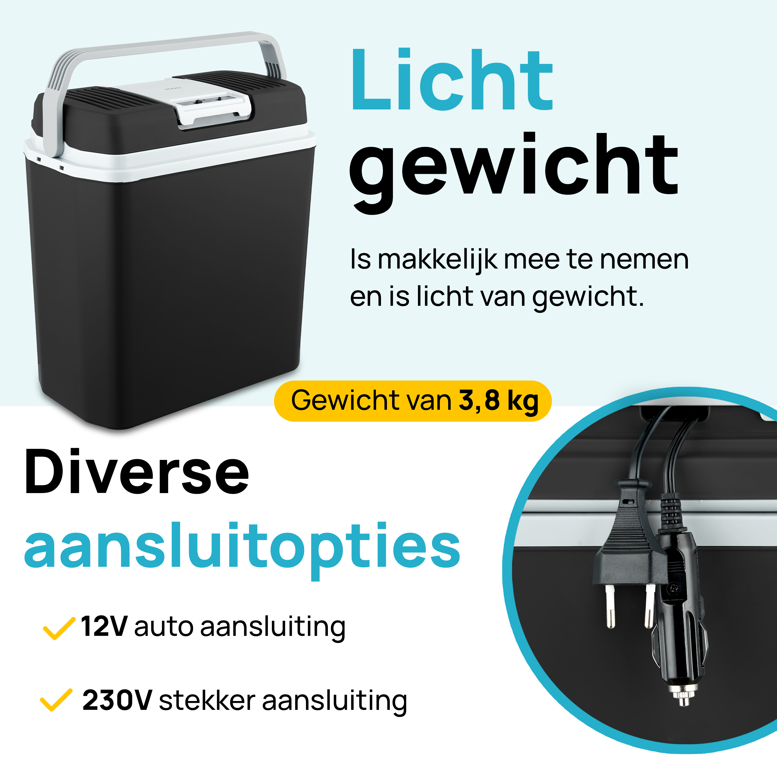 koeler, camping, opvouwbare, 12V, 230V